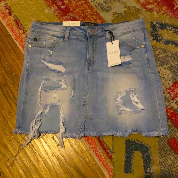 Judy Blue Dresses & Skirts - Judy Blue Distressed Denim Mini size L NWT